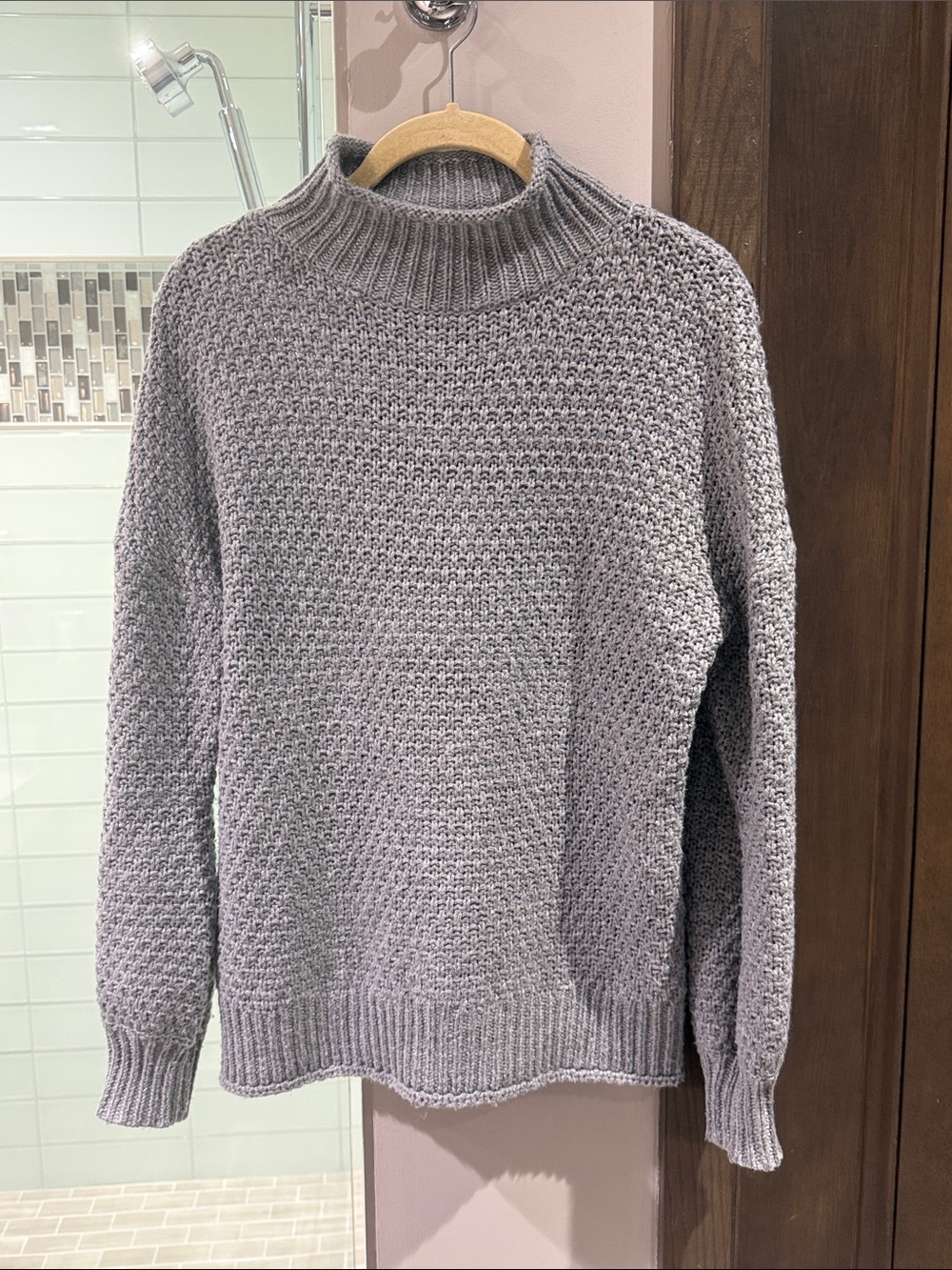 Women's Grey Mock Neck Knit Sweater